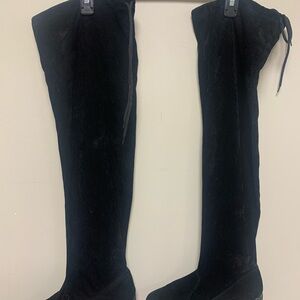 Black Suede Knee-High Boots